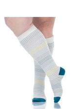 Load image into Gallery viewer, Vim & Vigr Graduated Compression Socks Cotton Collection - Pinstripe Blues