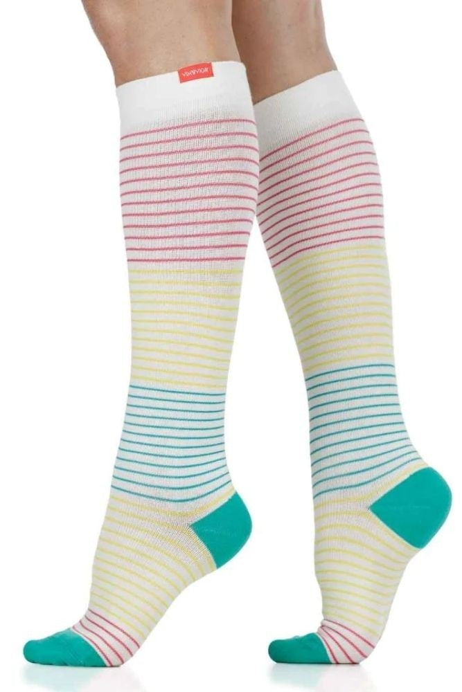 Vim & Vigr Graduated Compression Socks Cotton Collection - Pinstripe Juicy