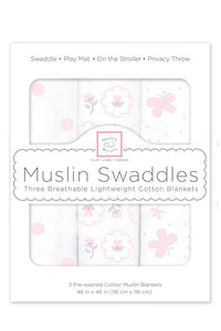 Swaddle Designs Cotton Muslin Baby Swaddle Blankets (3 pcs - multi designs)
