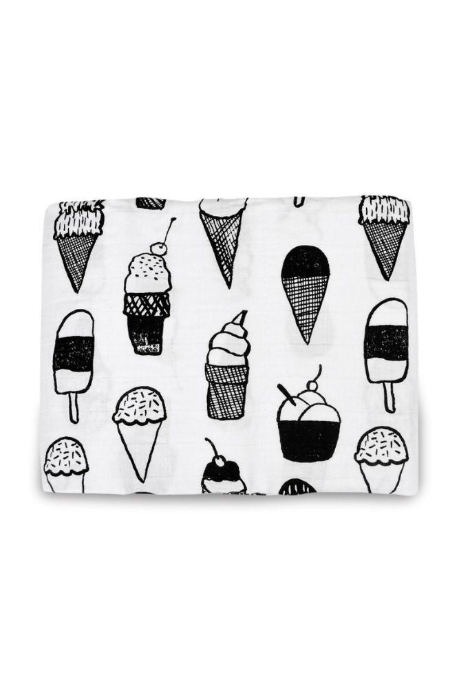 Modern Burlap Organic Swaddle Blanket - Ice Cream Love