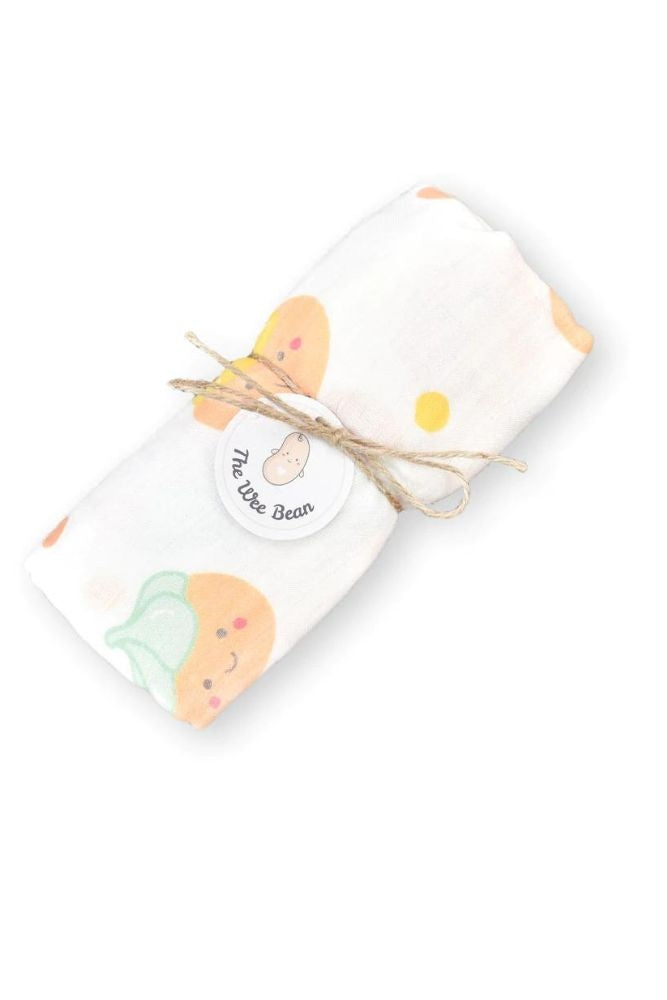 The Wee Bean Organic Bamboo Cotton Swaddle - Iced Gem Biscuit