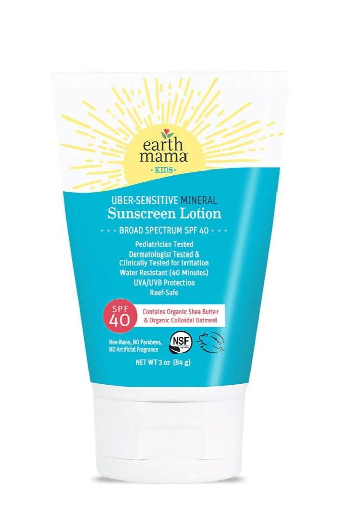 Earth Mama Organics Kids Uber-Sensitive Mineral Sunscreen Lotion - SPF 40